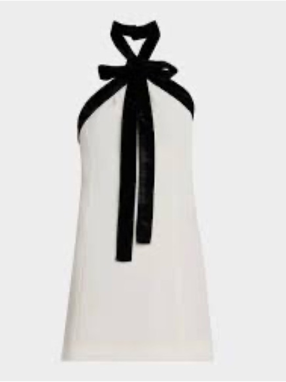 Tanya Taylor White Mini Dress with Black Bow Halter